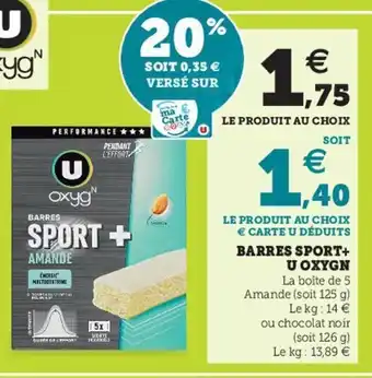 Super U Barres sport+ u oxygn offre
