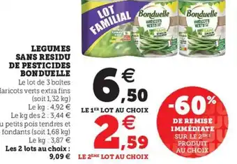 Super U Legumes sans residu de pesticides bonduelle offre