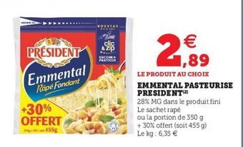 Super U Emmental pasteurise president offre