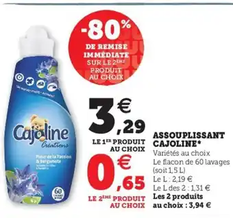 Super U Assouplissant cajoline offre