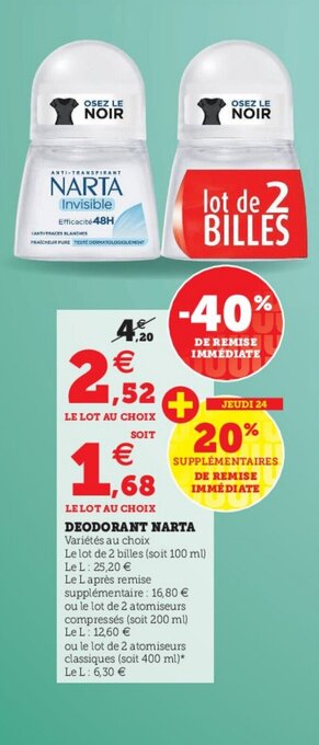 Hyper U Deodorant Narta offre