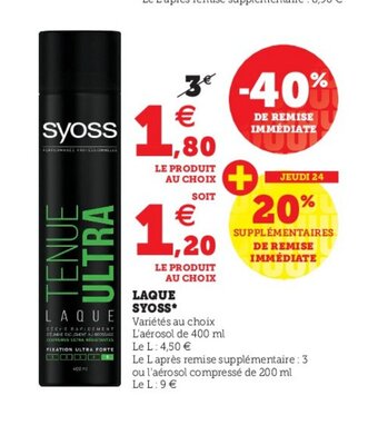 Hyper U Laque Syoss offre