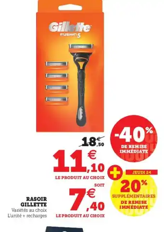 Hyper U Rasoir Gillette offre