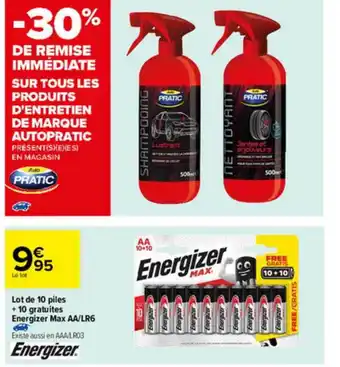 Carrefour Drive Lot De 10 Piles + 10 Gratuites Energizer Max AA-LR6 offre