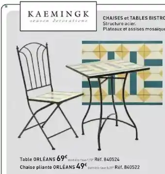 Mr Bricolage Chaises Et Tables Bistro, Table Orléans, Chaise Pliante Orléans offre