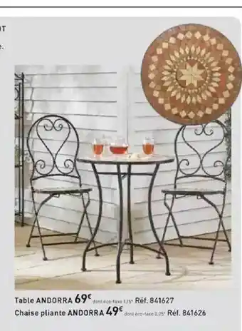 Mr Bricolage Table Andorra, Chaise Pliante Andorra offre