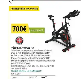 Decathlon Vélo De Spinning Ic7 offre