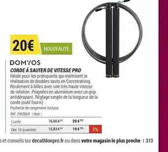 Decathlon Domyos Corde à Sauter De Vitesse Pro offre