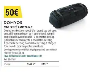 Decathlon Domyos Sac Lesté Ajustable offre