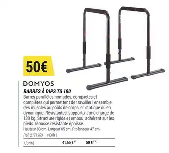 Decathlon Domyos Barres à Dips Ts 100 offre
