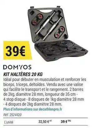Decathlon Domyos Kit Haltères 20 Kg offre