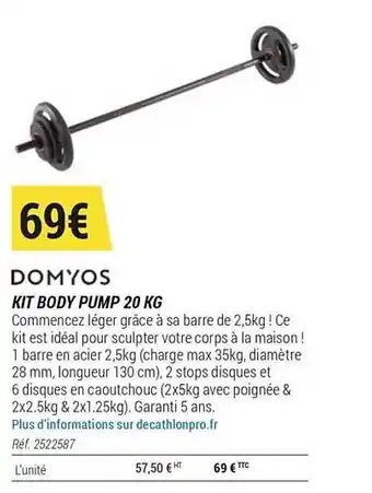 Decathlon Domyos Kit Body Pump 20 Kg offre