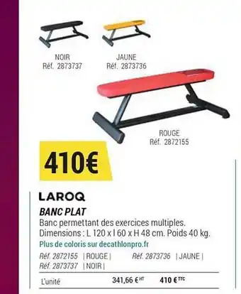 Decathlon Laroq Banc Plat offre
