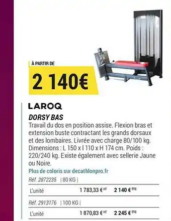 Decathlon Laroq Dorsy Bas offre