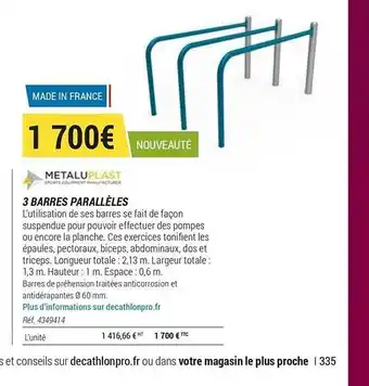 Metaluplast 3 Barres Parallèles