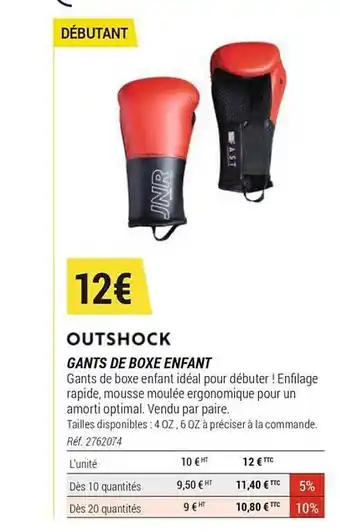 Decathlon Outshock Gants De Boxe Enfant offre
