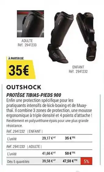Decathlon Outshock Protège Tibias-pieds 900 offre