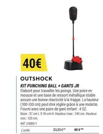 Decathlon Outshock Kit Punching Ball + Gants Jr offre