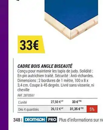 Decathlon Cadre Bois Angle Biseauté offre