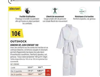 Decathlon Outshock Kimono De Judo Enfant 100 offre