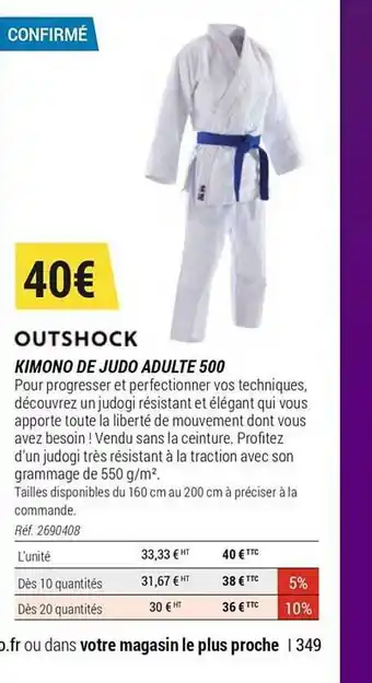 Decathlon Outshock Kimono De Judo Adulte 500 offre