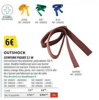 Decathlon Ceinture Piquée 3,1 M Outshock offre