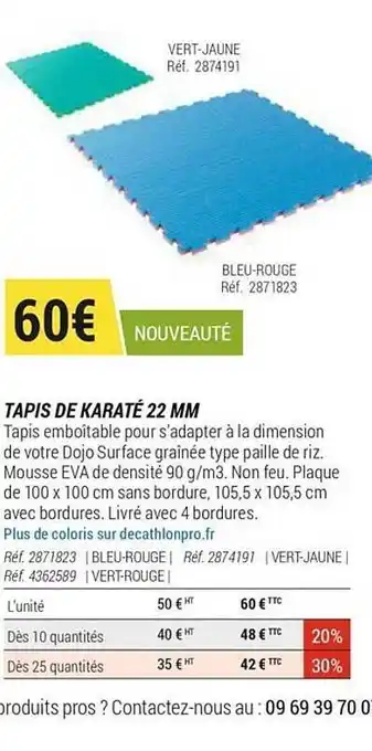 Tapis De Karaté 22 Mm