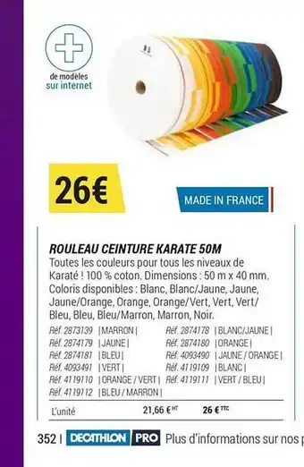 Rouleau Ceinture Karaté 50m