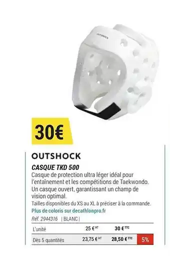 Decathlon Casque Tkd 500 Outshock offre