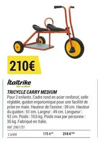 Decathlon Tricycle Carry Medium Italtrike offre