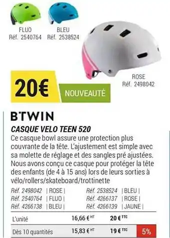 Decathlon Casque Vélo Teen 520 Btwin offre