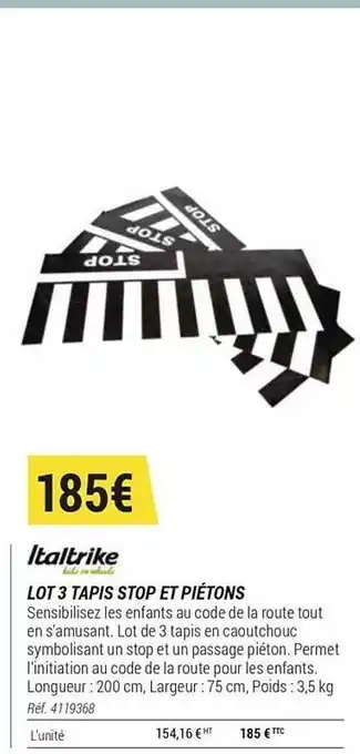 Decathlon Lot 3 Tapis Stop Et Piétons Italtrike offre