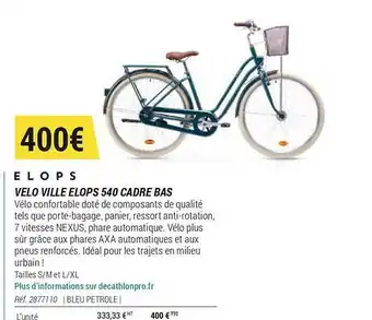 Decathlon Vélo Ville Elops 540 Cadre Bas offre