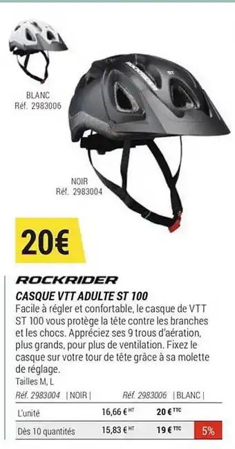 Decathlon Casque Vtt Adulte St 100 Rockrider offre