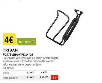 Decathlon Porte-bidon Vélo 100 Triban offre