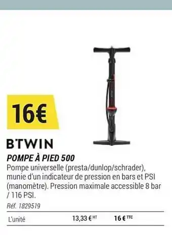 Pompe Ă Pied 500 Btwin