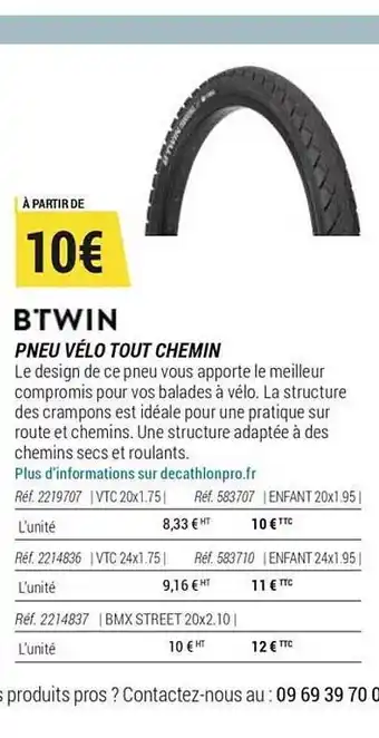 Decathlon Pneu Vélo Tout Chemin Btwin offre