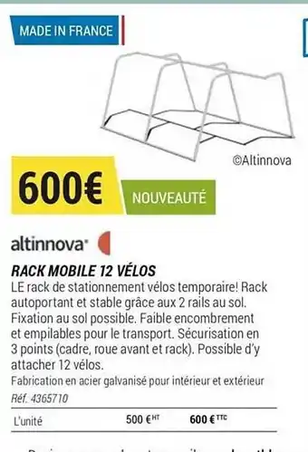 Decathlon Rack Mobile 12 Vélos Altinnova offre