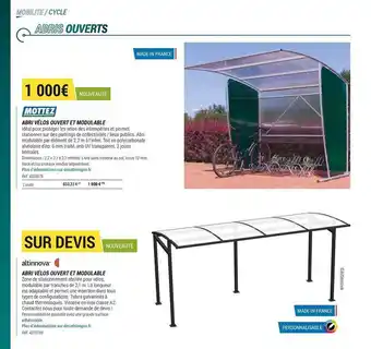 Decathlon Abri Vélo Ouvert Et Modulable Mottez, Abri Vélo Ouvert Et Modulable Altinnova offre