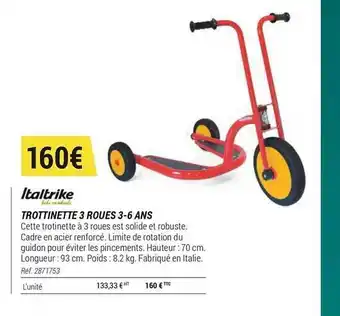 Decathlon Trottinette 3 Roues 3-6 Ans Italtrike offre