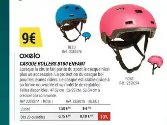 Decathlon Casque Rollers B100 Enfant Oxelo offre