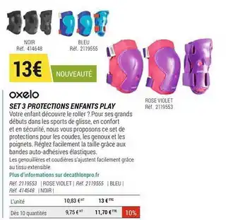 Set 3 Protections Enfants Play Oxelo