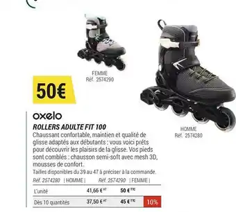 Rollers Adulte Fit 100 Oxelo