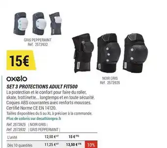 Decathlon Set 3 Protections Adult Fit500 Oxelo offre