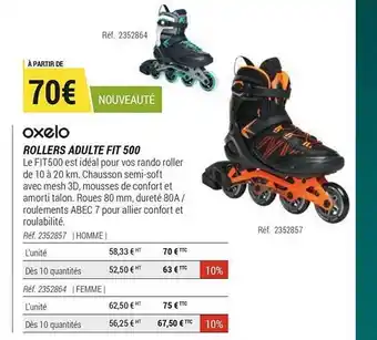 Decathlon Rollers Adulte Fit 500 Oxelo offre