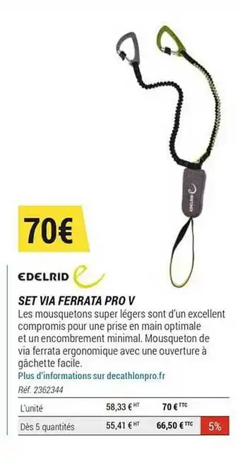 Decathlon Set Via Ferrata Pro V Edelrid offre