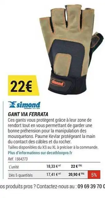 Decathlon Gant Via Ferrata Simond offre