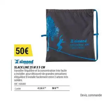 Decathlon Slack Line 25 M X 5 Cm Simond offre