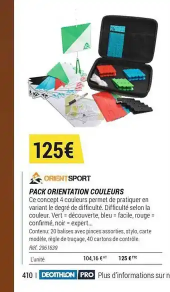 Decathlon Pack Orientation Couleurs Orient Sport offre