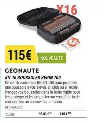 Decathlon Kit 16 Boussoles Begin 100 Géonaute offre